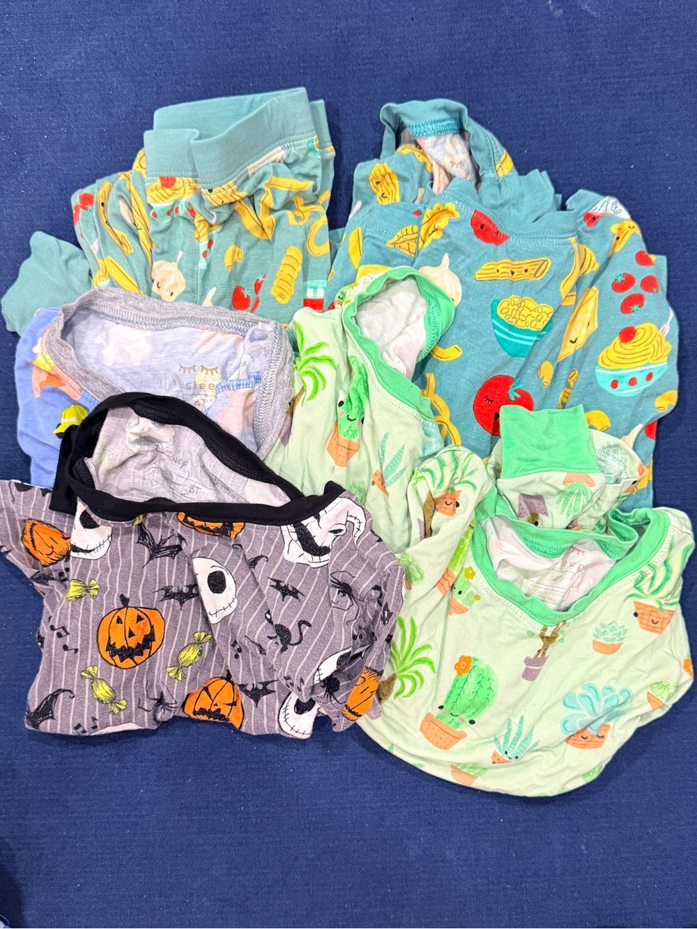 Little Sleepies Pasta PJ’s set with 5 Assorted Kids Pajama Tops size 4-6